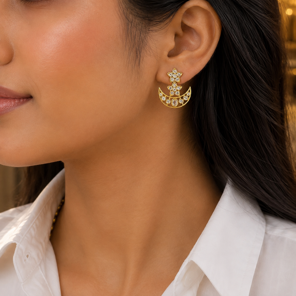 Chandrika Polki Crescent Necklace
