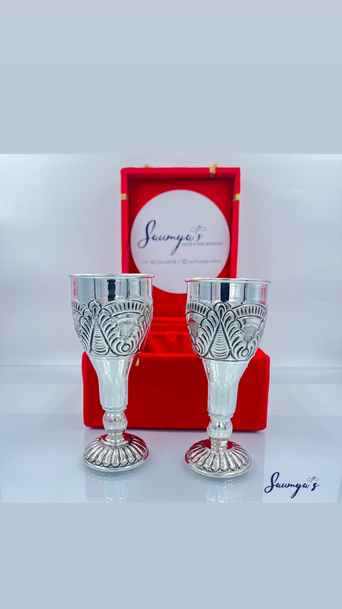 Hand Crafted Wine Glasses in pure 92.5% Silver!
