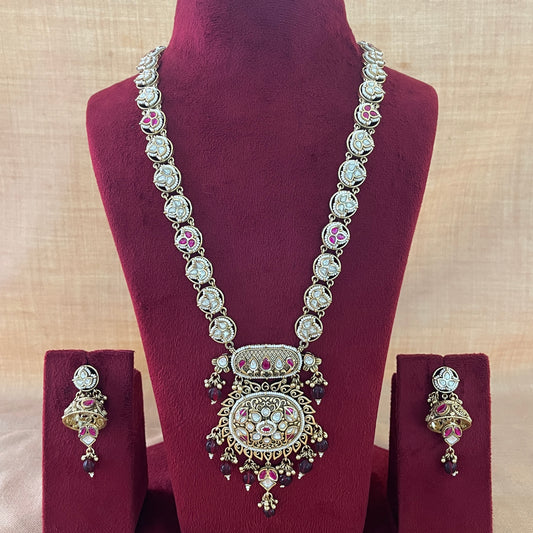 Shahi Heritage Kundan Long Set with Jhumkis