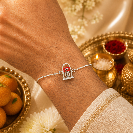 Divine Shivling Sterling Silver Rakhi