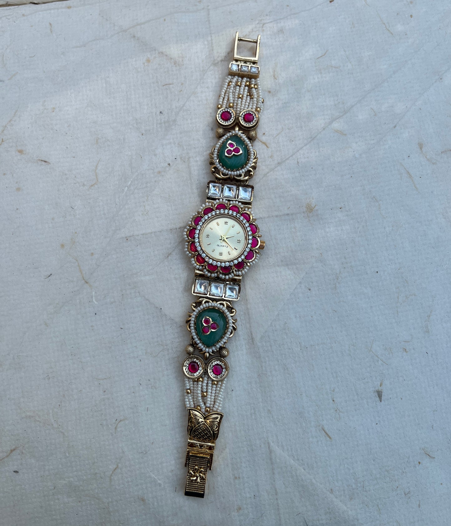 Meher Antique Gold Pearl Watch
