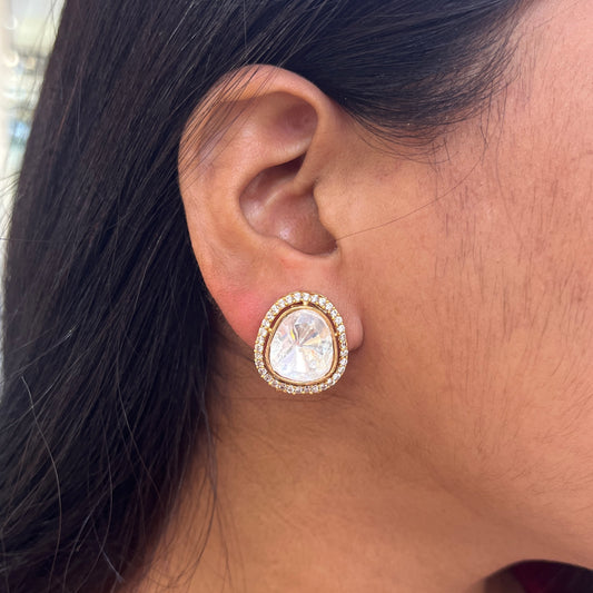 Aarohi Oval Polki Studs
