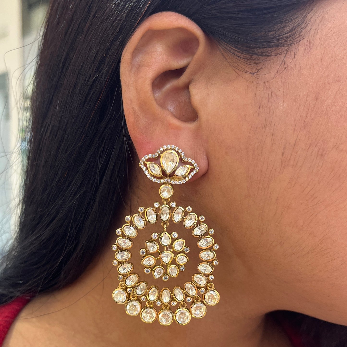 Flora Moissanite Polki Hangings