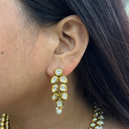 Double-Line Kundan Necklace with Pearls