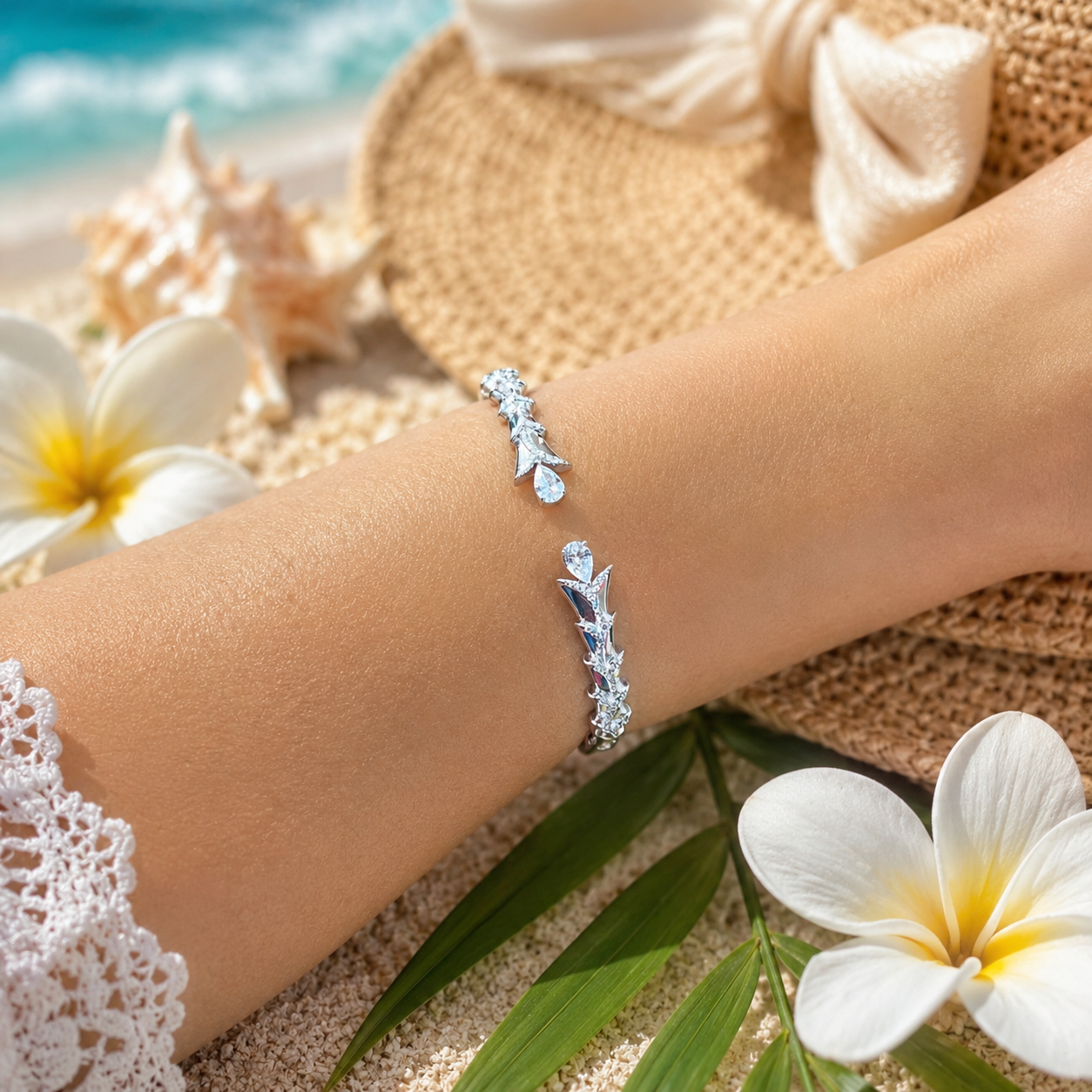 Starlit Bloom Sterling Cuff