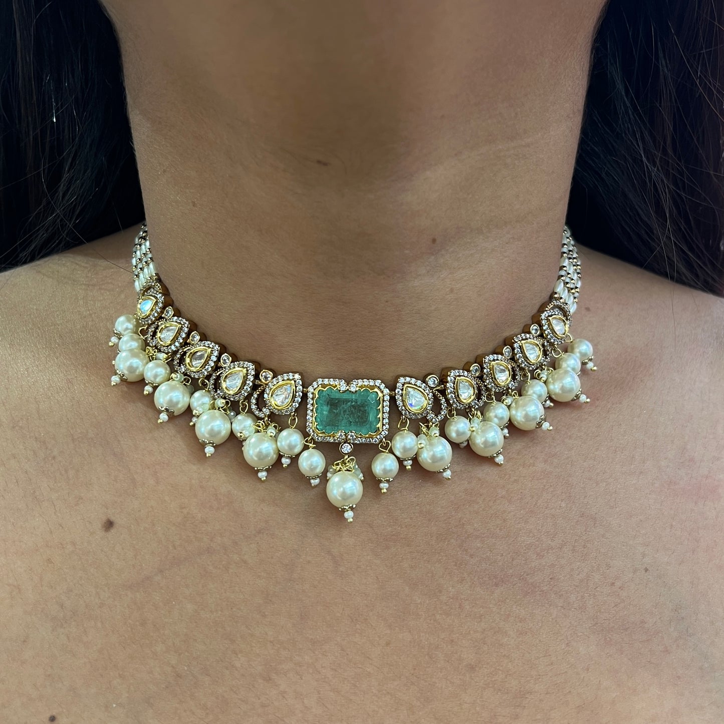 Noorika Dual-Style Moissanite Polki Necklace Set