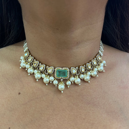 Noorika Dual-Style Moissanite Polki Necklace Set