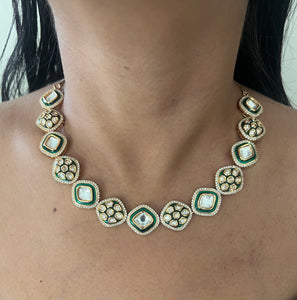Zoya Kundan Set With Green Meenakari