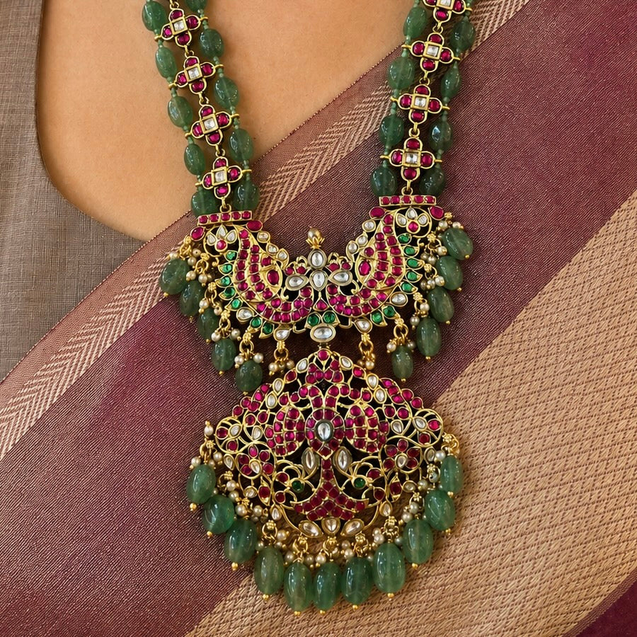 Royal Hyderabadi Jadau Rani Haar – Elegant Peroi
