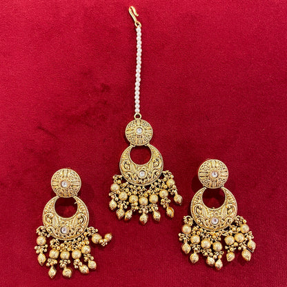 Antique Gold Chand Drop Punjabi Choker Set