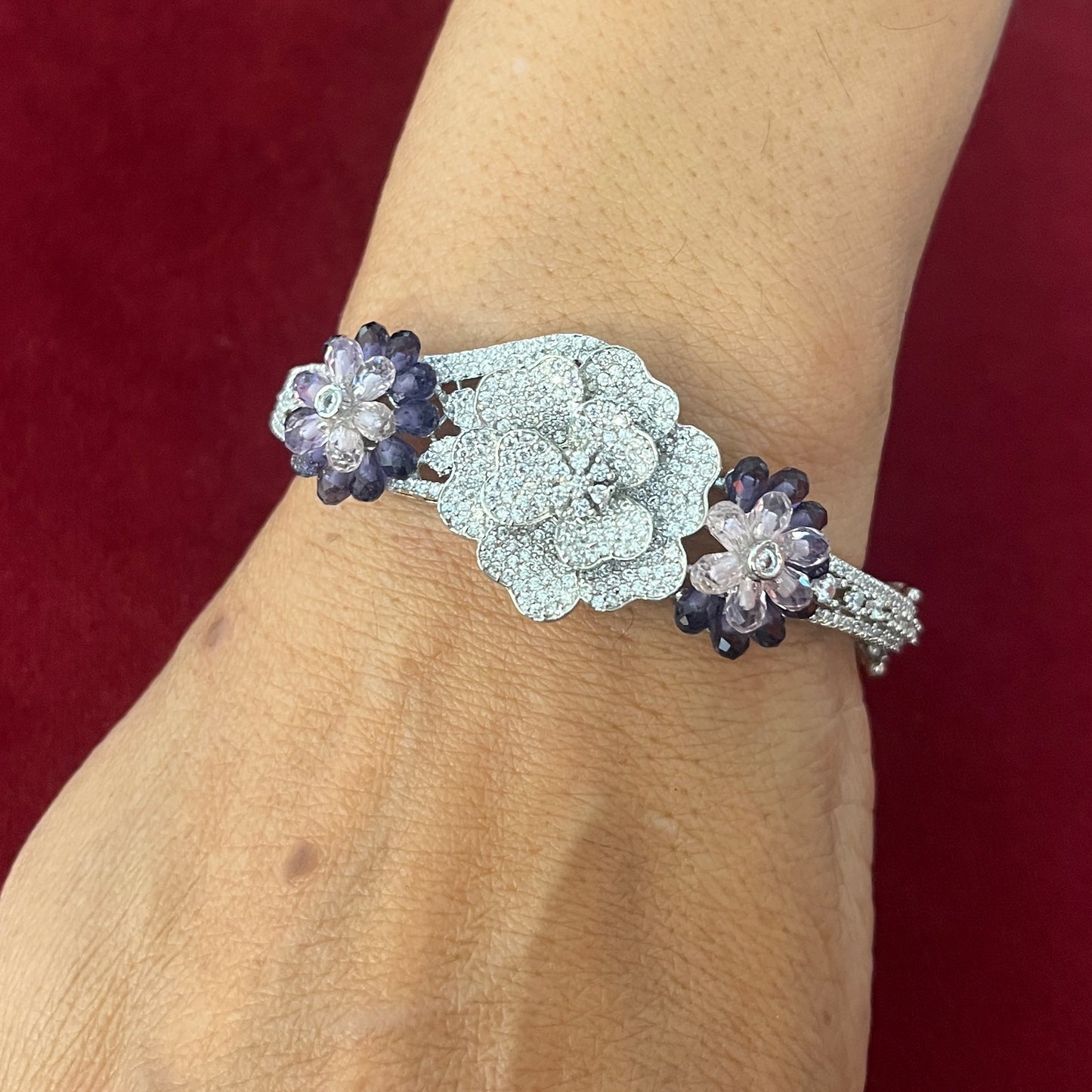 Floral Elegance Pastel Diamond Bracelet