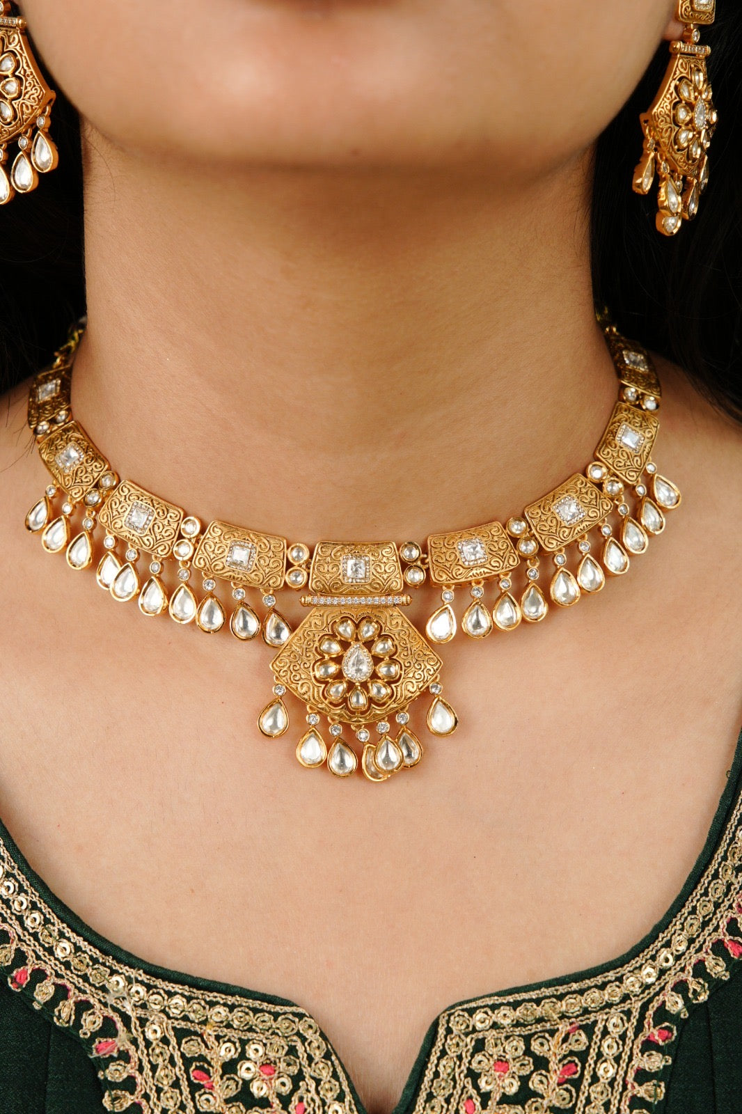 Geometric Tukdi Kundan Necklace