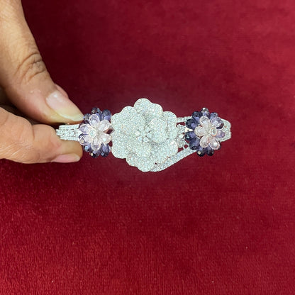 Floral Elegance Pastel Diamond Bracelet