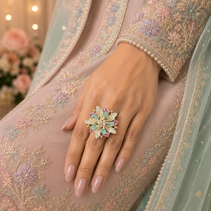 Pastel Bloom Statement Ring