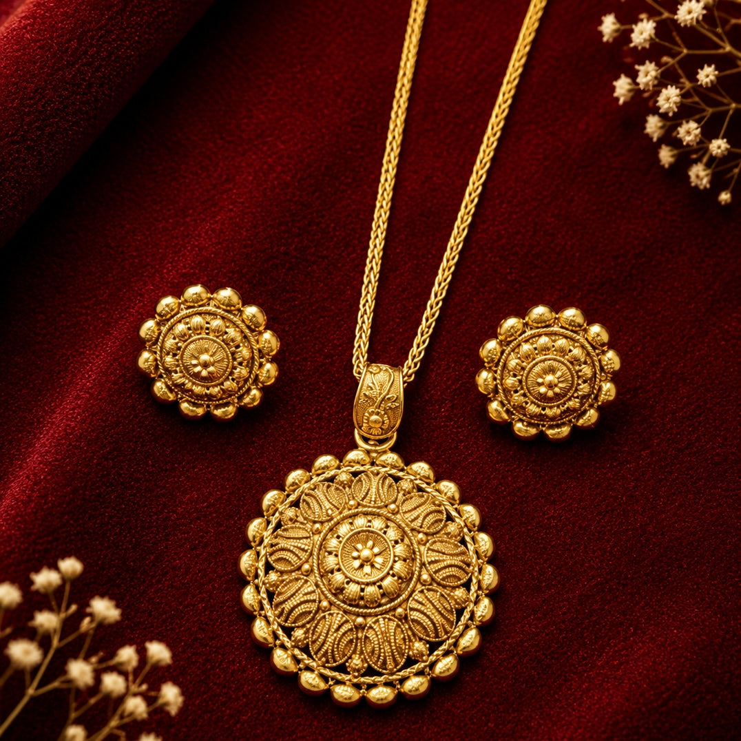 Gulnaar Antique Floral Pendant Set
