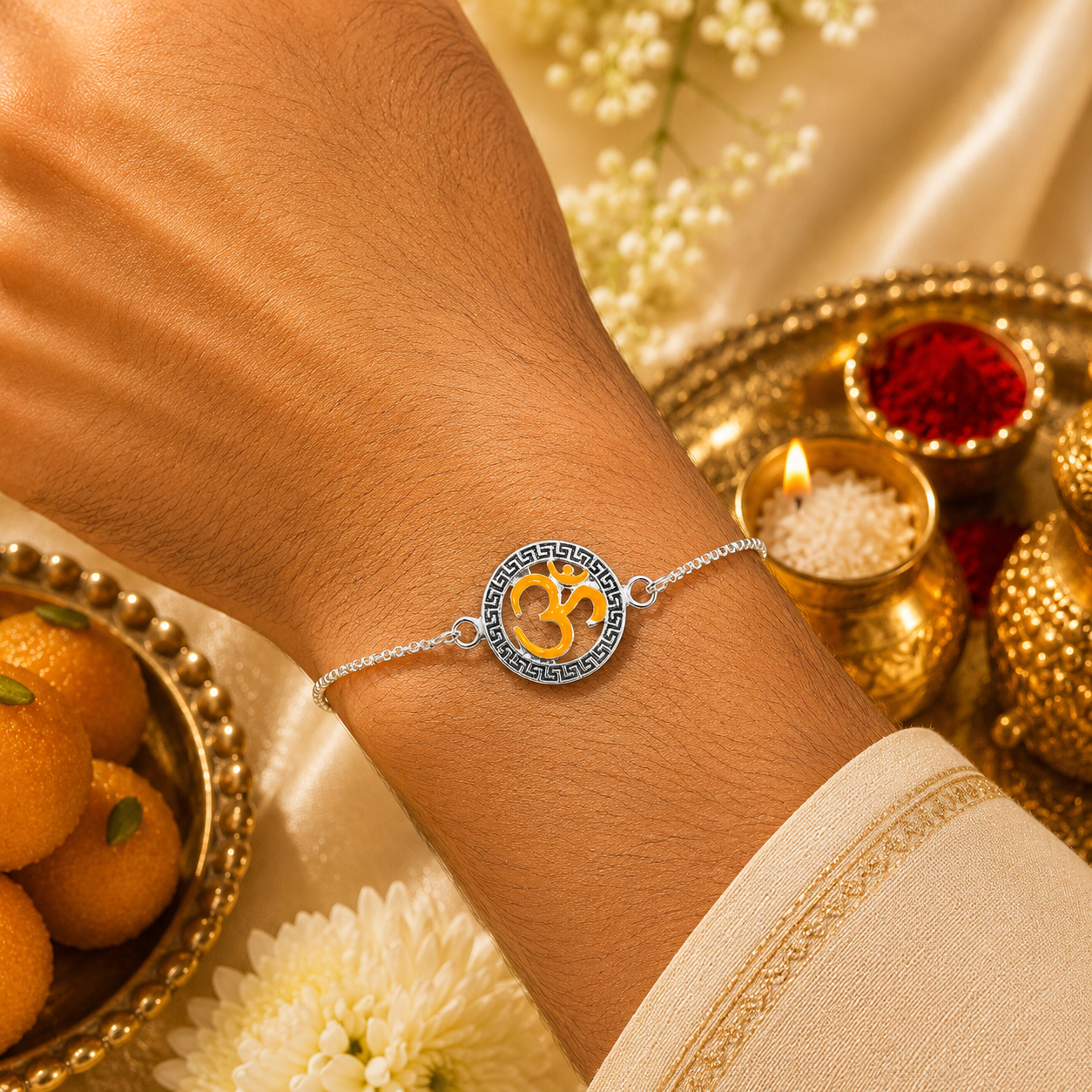 Divine Om Sterling Silver Rakhi