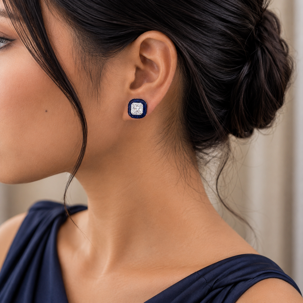 Celestial Cushion Halo Stud Earrings