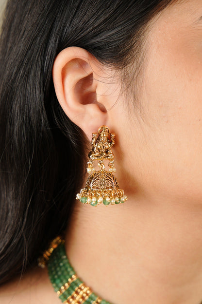 Lakshmi Ji Green Beaded Choker