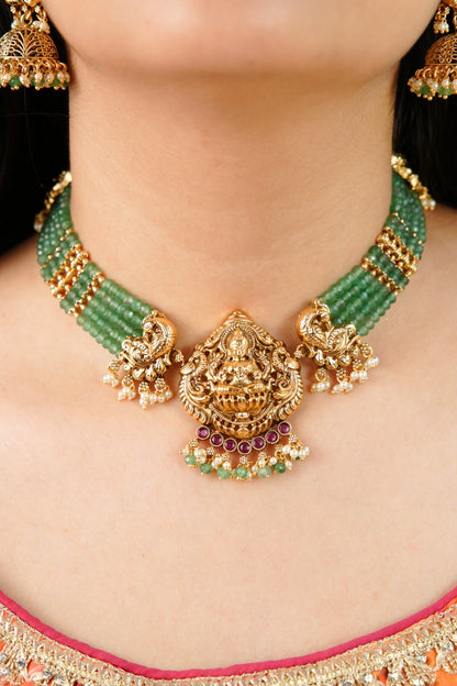 Lakshmi Ji Green Beaded Choker
