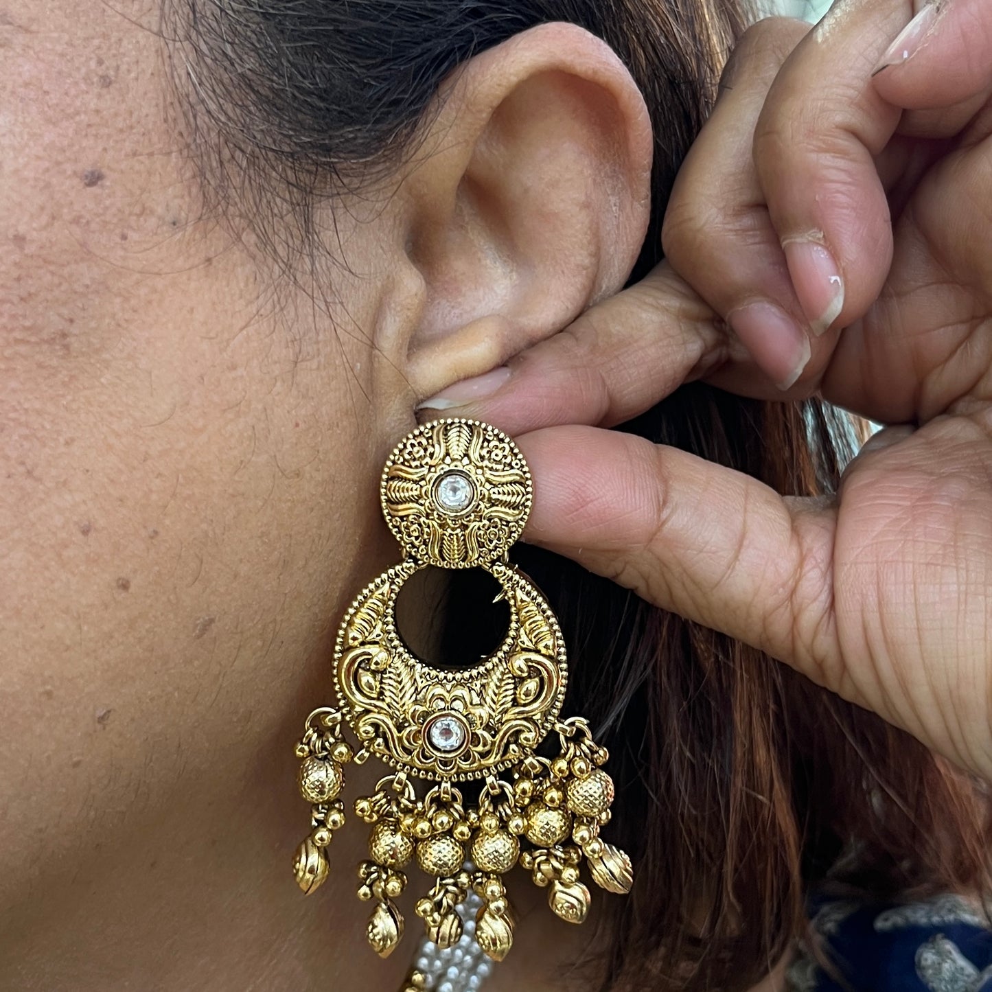 Antique Gold Chand Drop Punjabi Choker Set