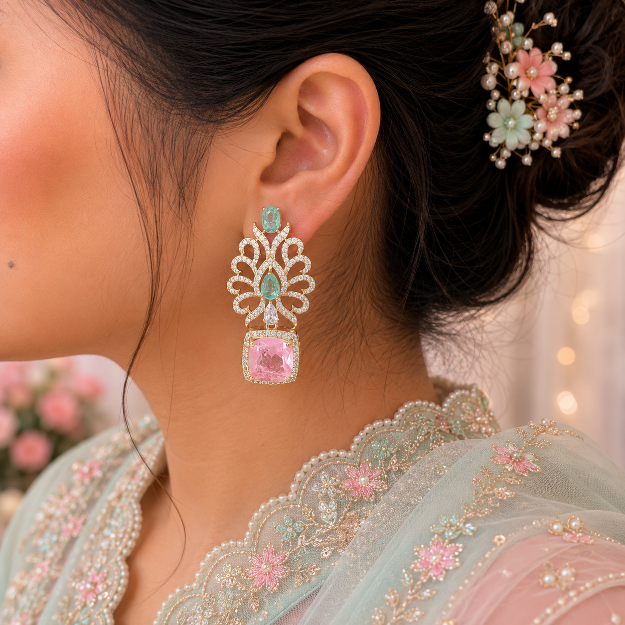 Regal Bloom Drop Earrings