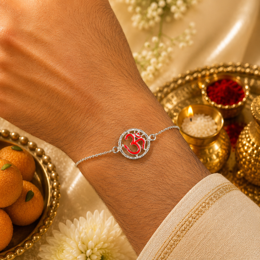Aaradhya Om Sterling Silver Rakhi