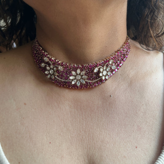 Aura Flower Moissanite Choker
