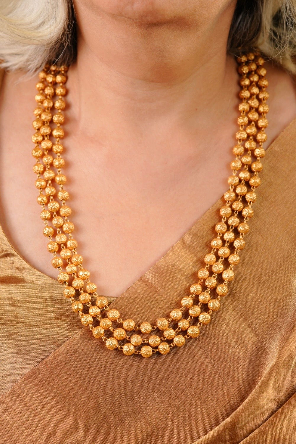 Golden Grace Matar Mala – 3 Line (925 Silver)