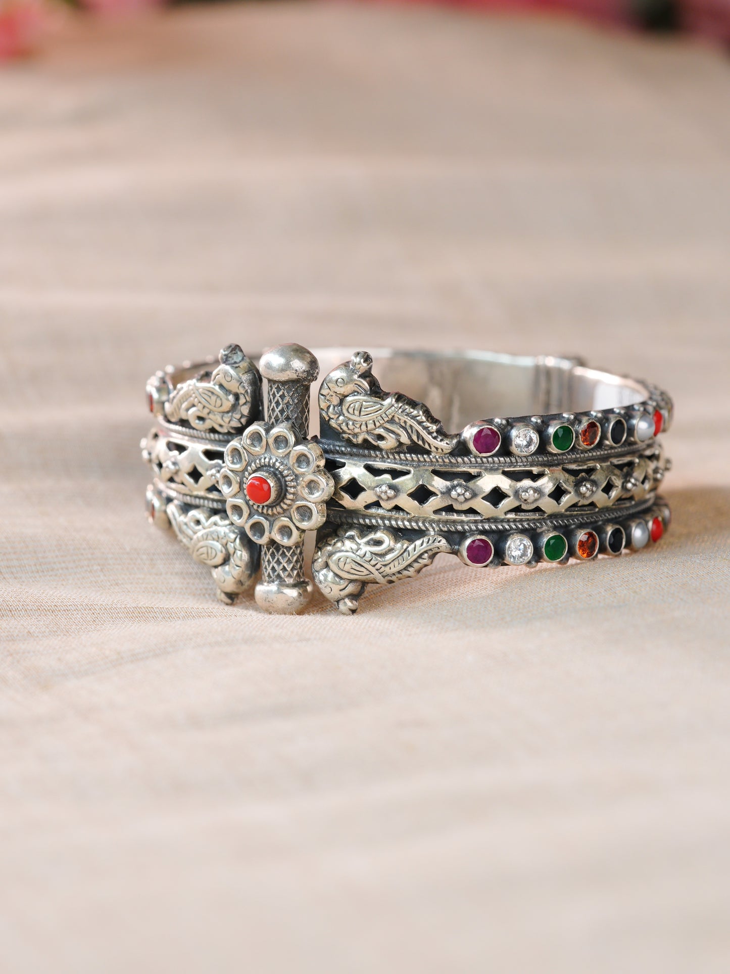 Navratna Peacock Elegance Bracelet