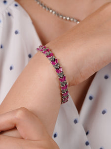 Ruby Blossom Marcasite Bracelet