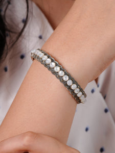 Luna Marcasite & Pearl Silver Bracelet