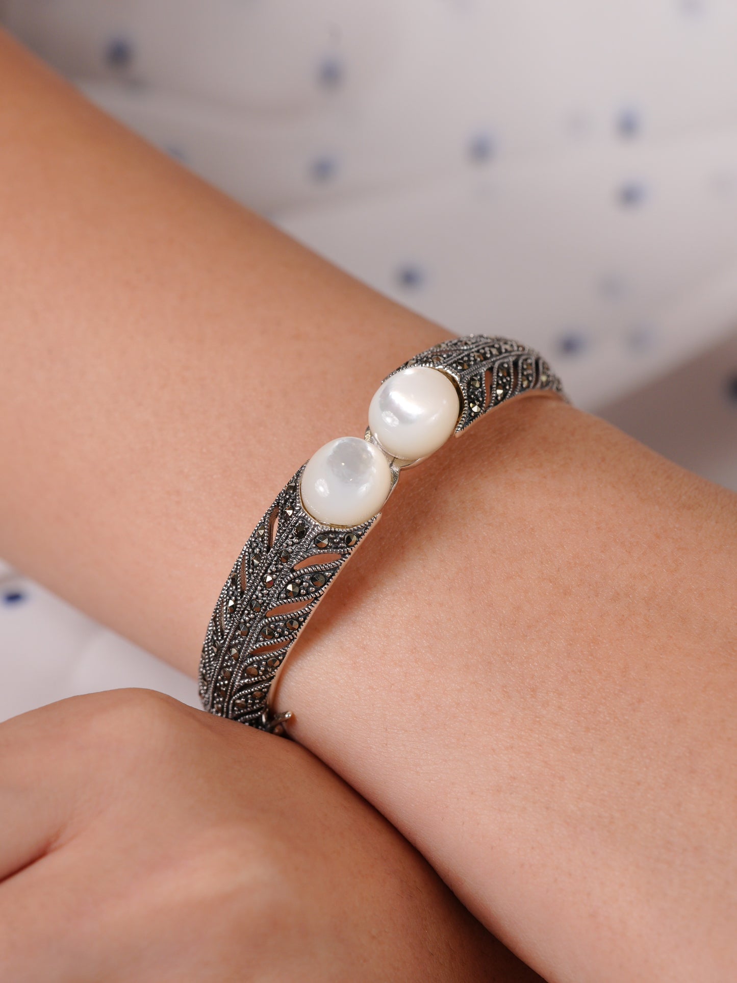 Duo Pearl Marcasite Bracelet