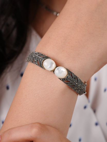 Duo Pearl Marcasite Bracelet
