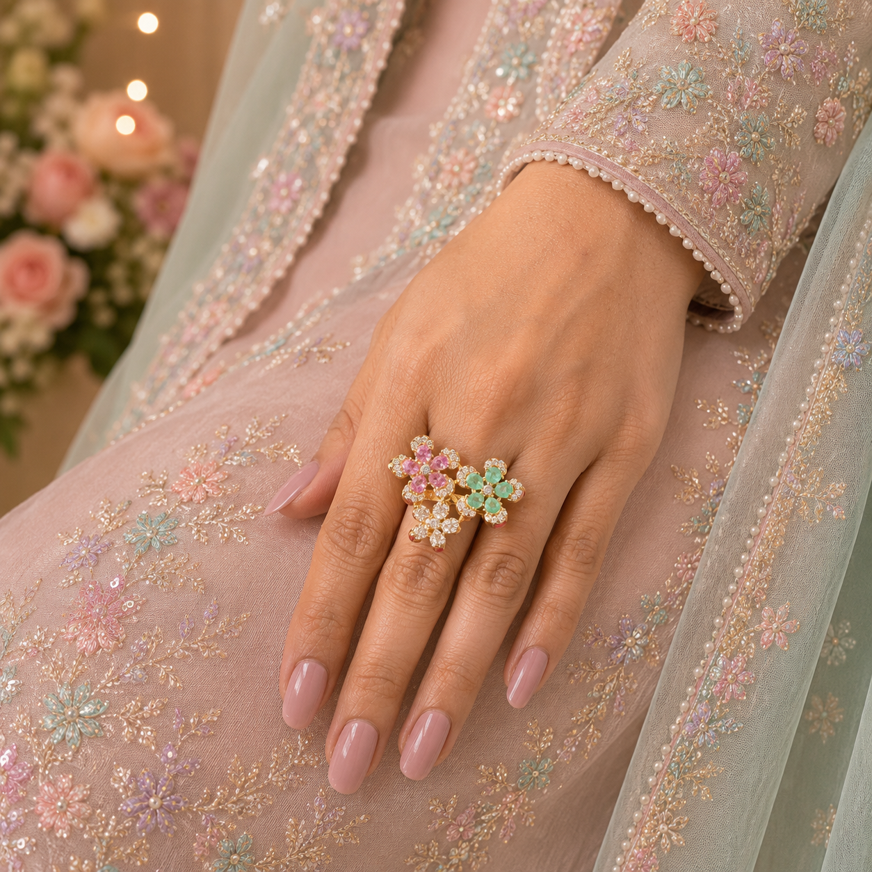 Pastel Blossom Bouquet Ring