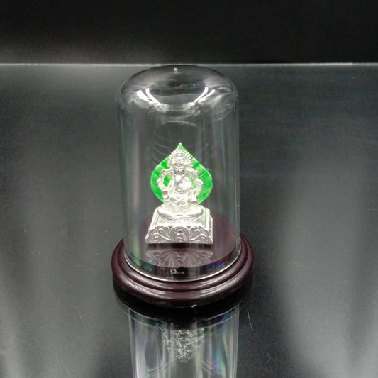 Emerald 999.9 % Silver Ganesh Ji On Singhasan!