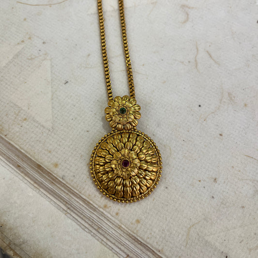Rangmala Double Tukdi Antique Gold Pendant Set