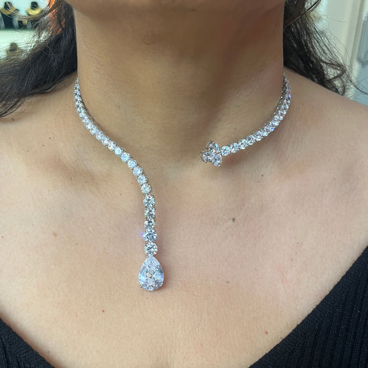 Regal Open-Back Diamond Collar Necklace