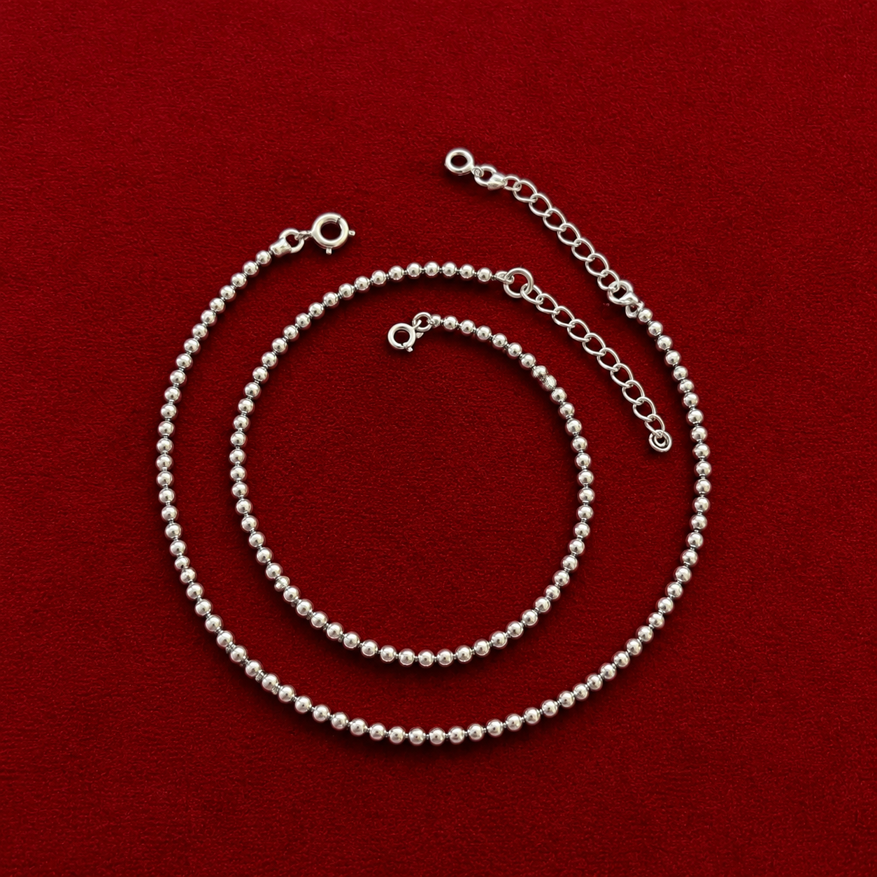 Silver Dewdrop Anklets