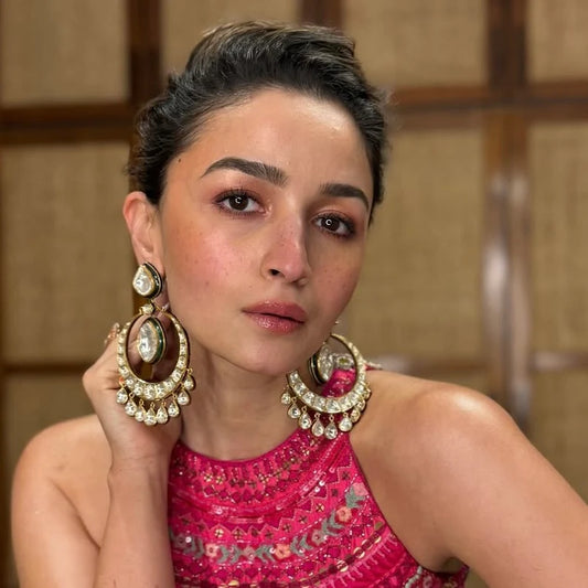Alia-Inspired Kundan Chandbali Earrings