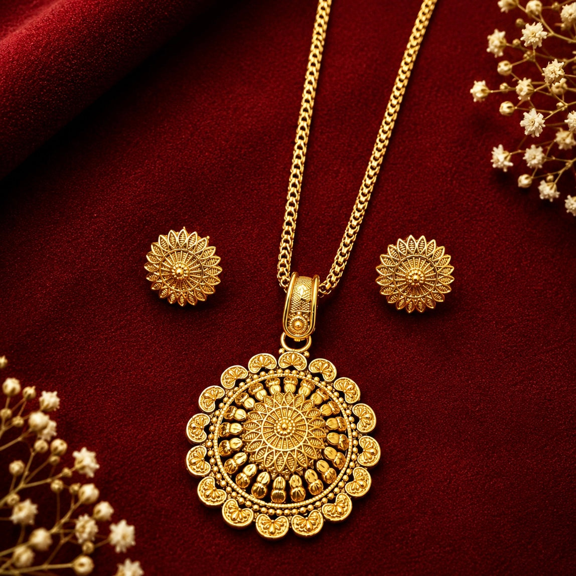 Aarunya Sunflower Pendant Set
