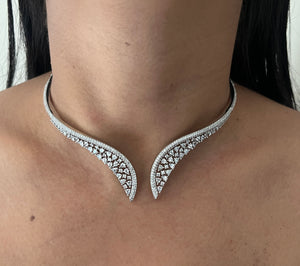Wavy American Diamond Collar Necklace