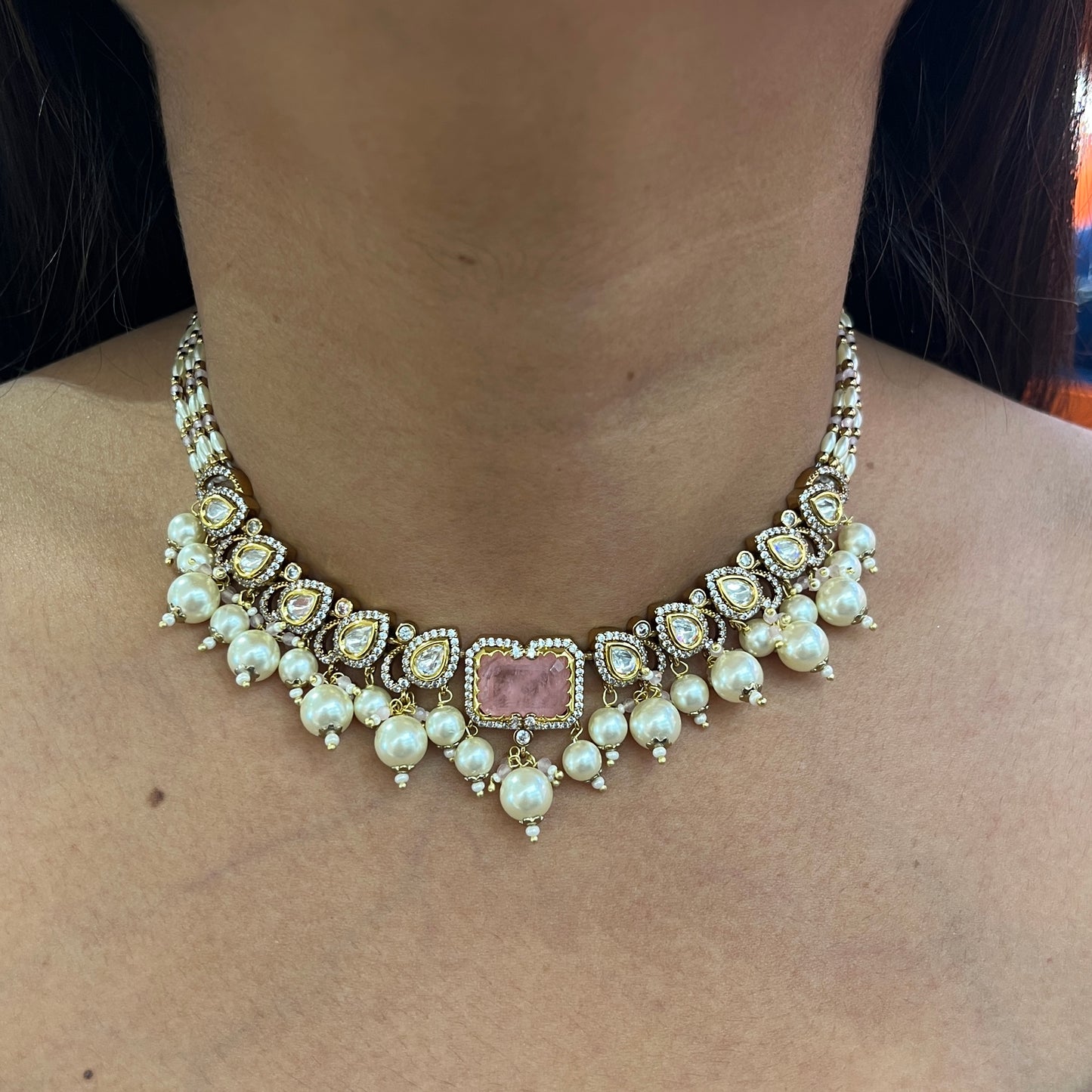 Noorika Dual-Style Moissanite Polki Necklace Set