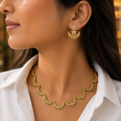 Chandrika Polki Crescent Necklace