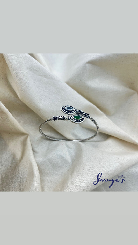 Hand Made Oval Shaped Zirconia & Emerald Cut stone bracelet