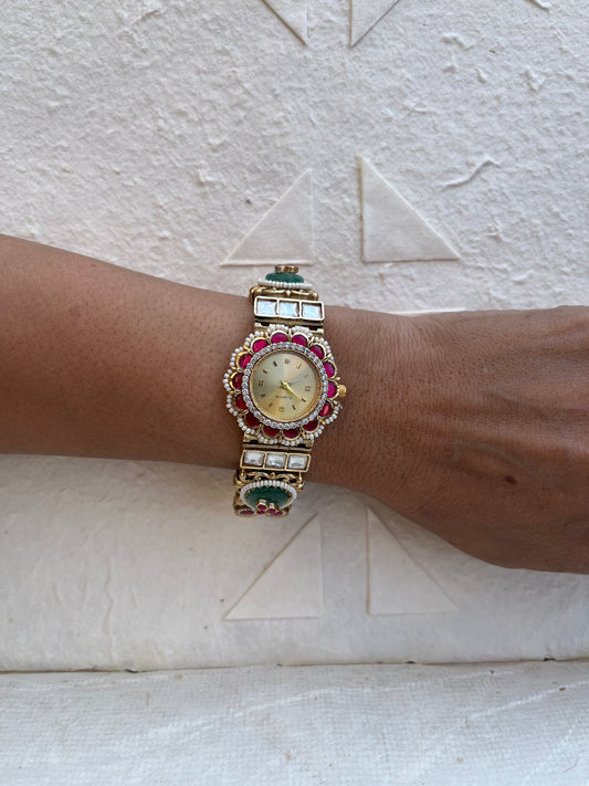 Meher Antique Gold Pearl Watch
