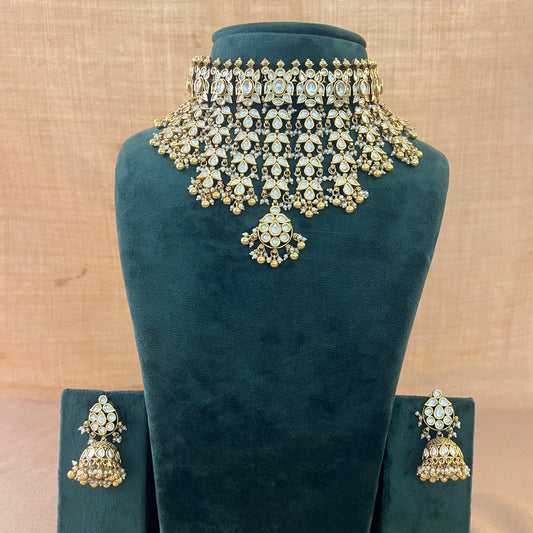 Aarohi V-Shape Kundan Necklace Set