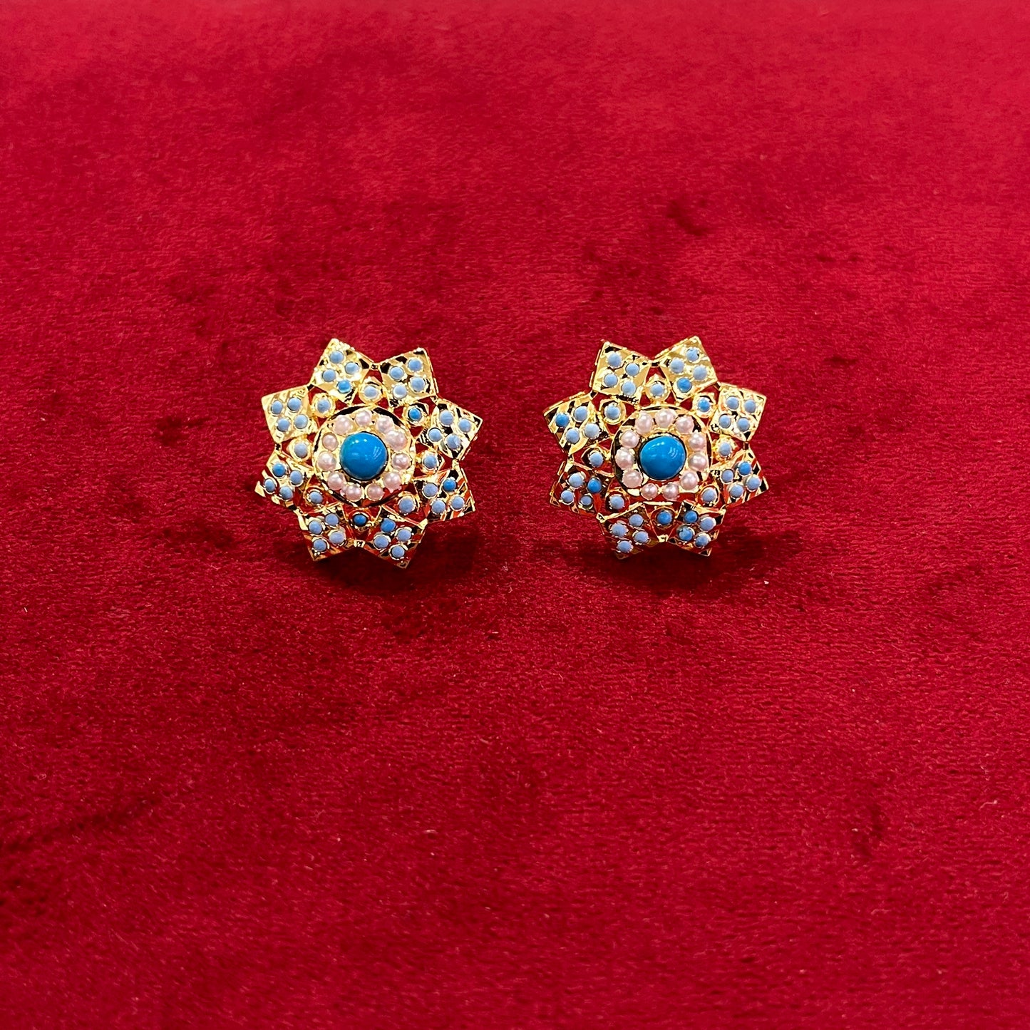 Beautiful Floral Handset Jadau Studs