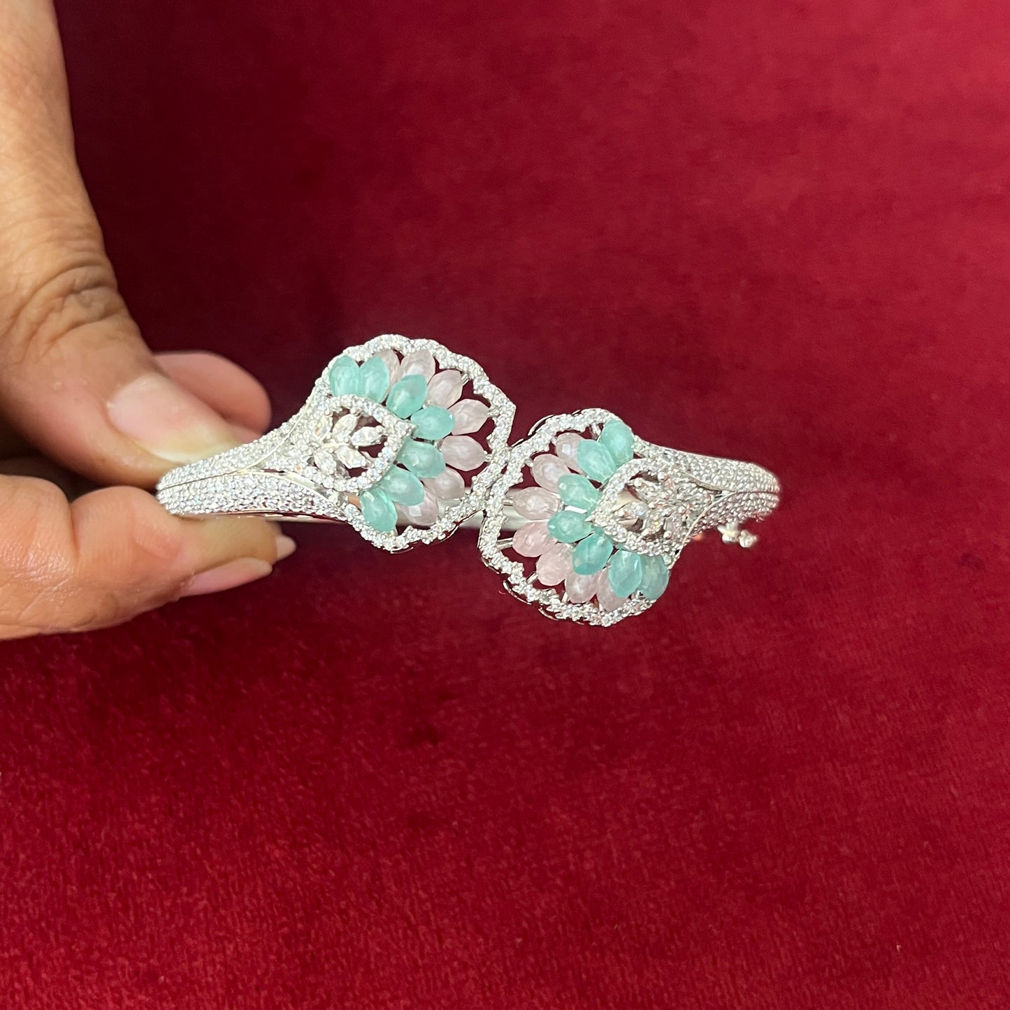 Pastel Bloom Cross Diamond Bracelet