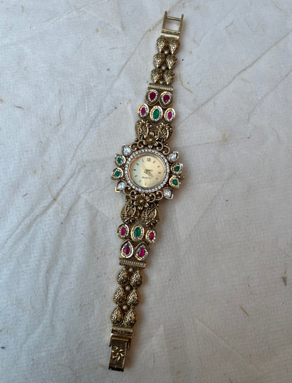 Rajkumari Floral Kundan Watch