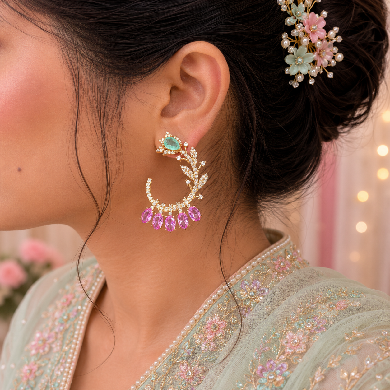 Botanical Bloom Ear Cuff Earrings